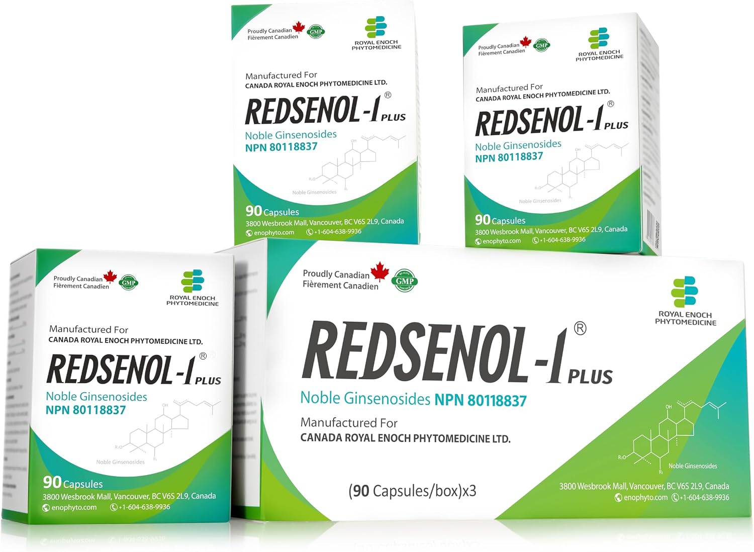REDSENOL-1 Plus Highly Concentrated Ginseng Extract - Proprietary Formula with 16 Rare Ginsenosides (Rg3, Rg5, Rh2 Supplement)-More Potent Than Traditional Red Ginseng Supplement-90 Capsules
