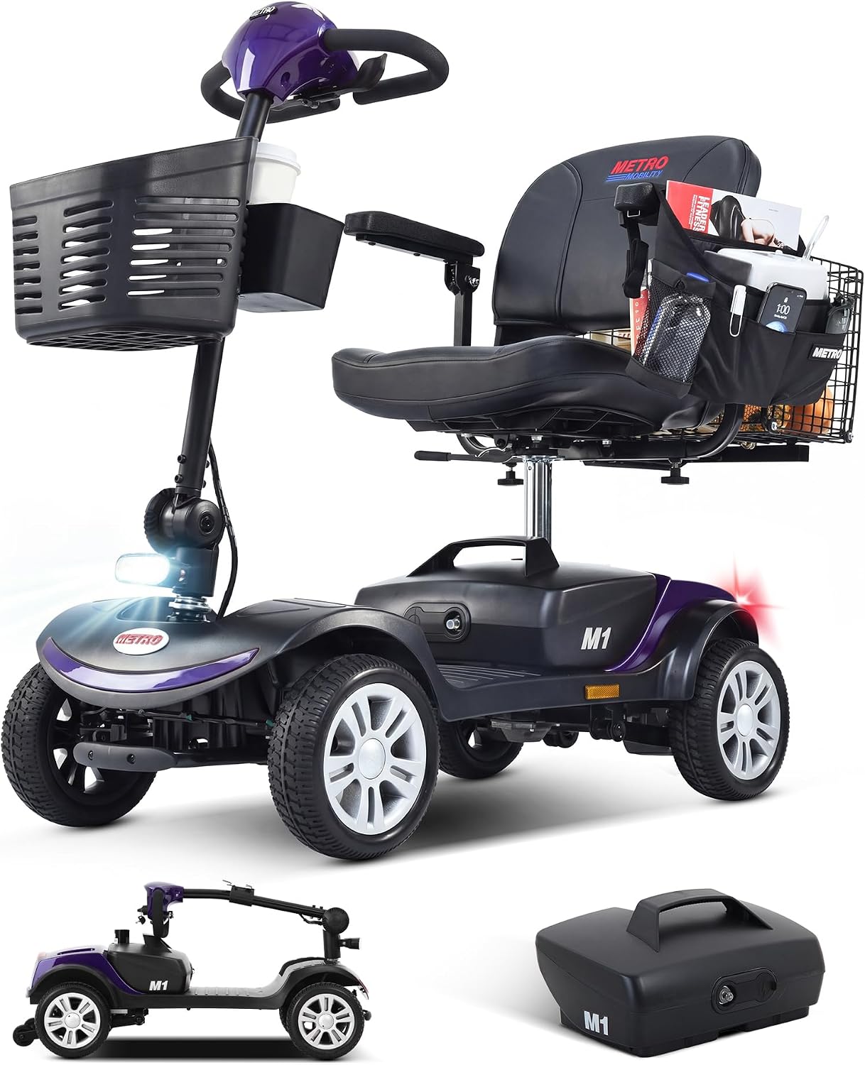 MetroMobility 15-25Miles 330lbs Electric Mobility Scooters for Seniors Blue