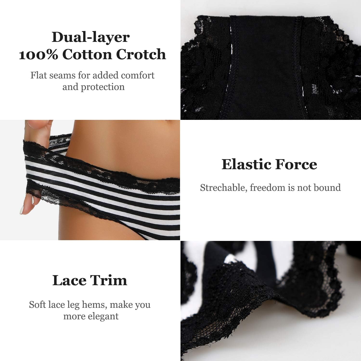 Women’s Underwear Soft Breathable Cotton Brief Ladies Panties 5-Pack