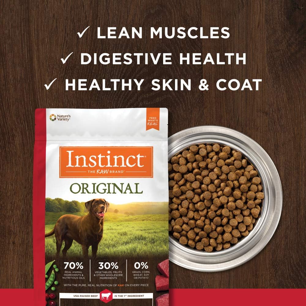 Instinct Original Dry Dog Food, Raw Coated Kibble, Real Chicken, 4 lb. Bag | Raw-coated kibble with cage-free chicken for strong muscles, digestive health, and healthy skin & coat, grain-free