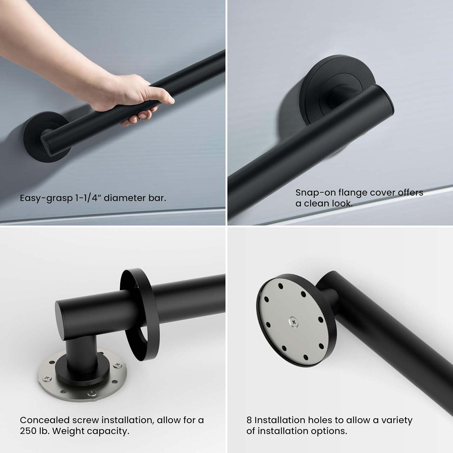 36 Inch Stainless Steel Bathroom Safety Grab Bar | Straight Shaped Grab Bar for Bathtubs and Showers, Shower Safety Grab Bars for Seniors, Wall Mounted Anti-Slip Support (Brushed Nickel, KGB1136)