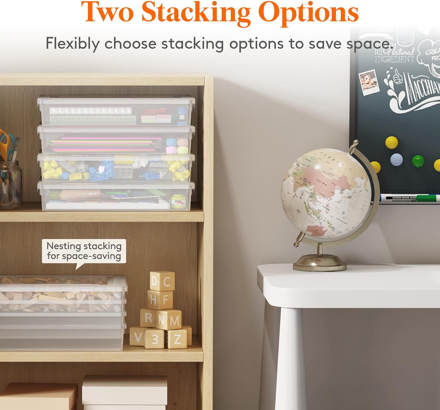 Lifewit Paper Organizer Storage with Lid, Fits 8.5" x 11" Letter, 4 Pcs | Multi-Purpose Plastic File Box with Latching Lids