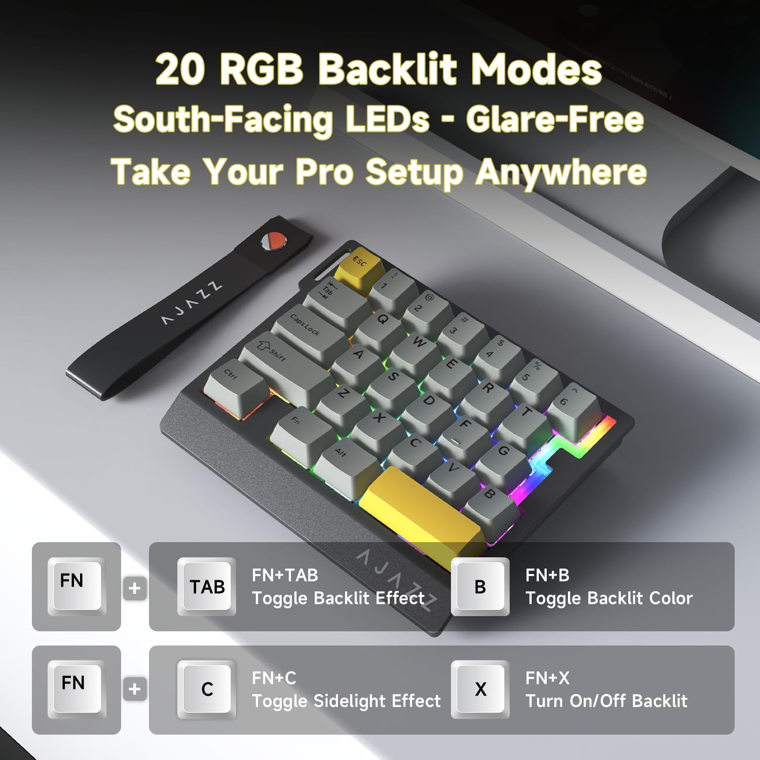 AJAZZ AK029 Wired One-Handed Hall Effect Mechanical Gaming Keypad, 29 Keys | Magnetic Switch, Rapid Trigger, 8KHz Polling, SOCD/DKS, RGB Backlit, Web Driver Customizable, Portable, Black Gray