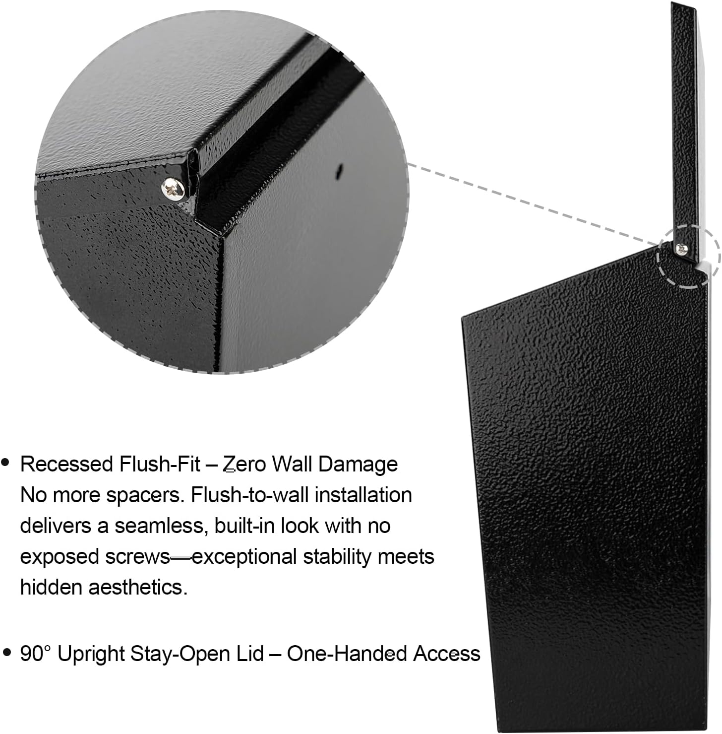 Locking Mailbox Wall Mount for Outside– Jssmst Mailboxes with Key Lock for Front Door Fence, Large Capacity Letter Box, 14.3 x 4.1 x 11.8 Inch, Black, SM-HPB911BN