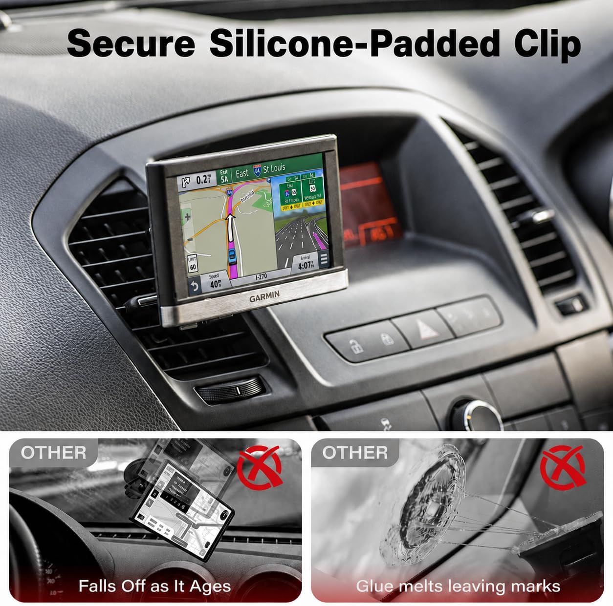 APPS2Car Garmin GPS Car Mount, 17mm Ball Air Vent Mount | Compatible with Garmin Nuvi, Drive, DriveSmart