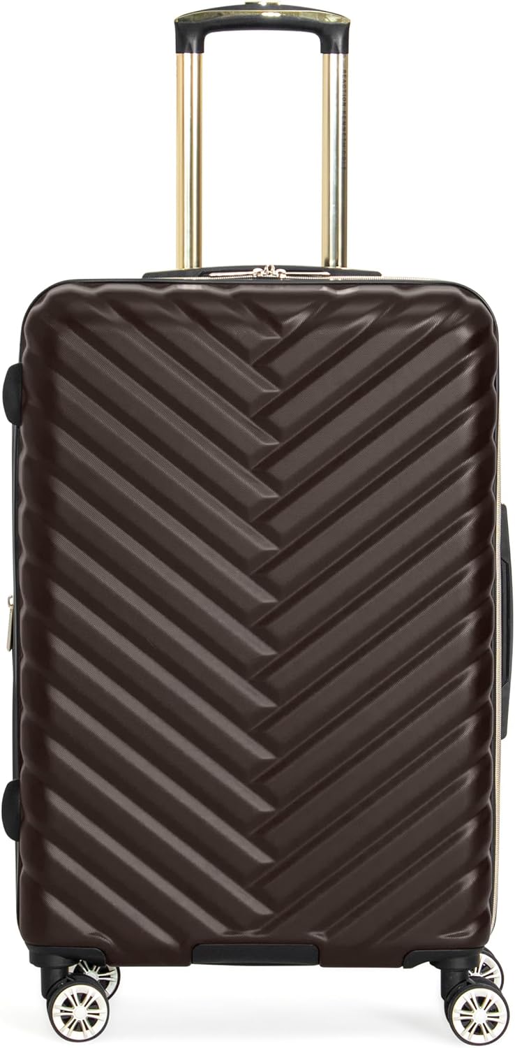 Kenneth Cole REACTION Madison Square Lightweight Hardside Chevron Expandable Spinner Luggage, Black, (28-Inch Checked)
