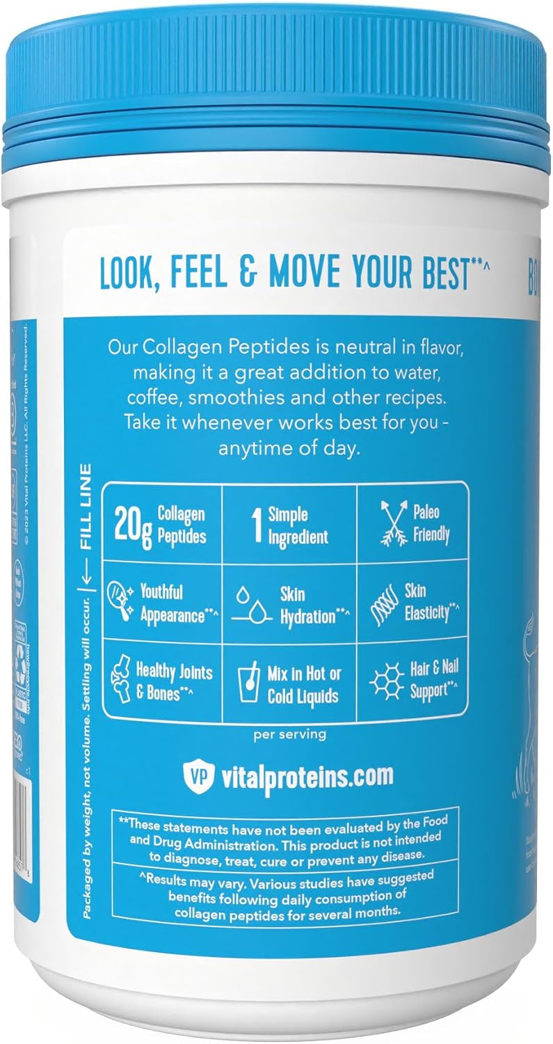 Vital Proteins Collagen Peptides Powder, Unflavored Stick Packs, 20 Count | 10g Hydrolyzed Collagen Peptide Per Packet, Supports Hair Skin & Nails, Travel-Friendly Stick Packs, 20 Servings