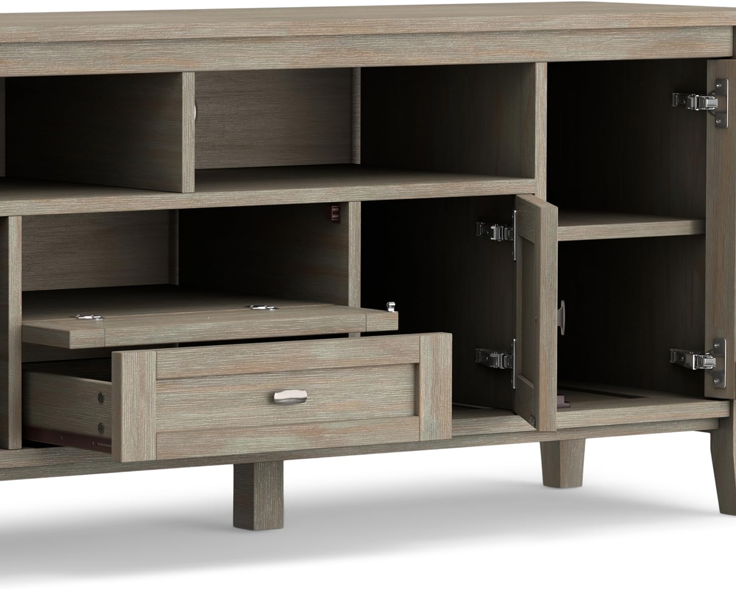 SIMPLIHOME Warm Shaker 47" Wide Solid Wood TV Stand in Light Golden Brown