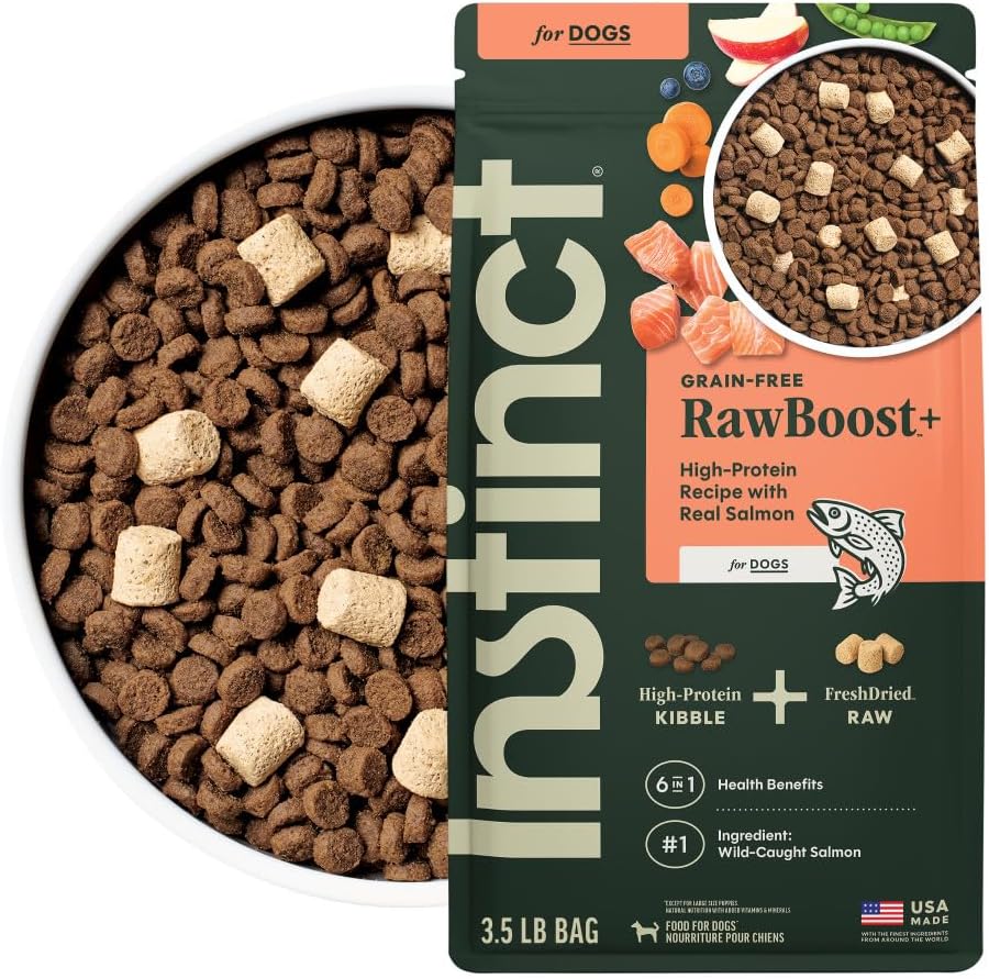 Instinct RawBoost, Dry Dog Food + Freeze Dried, Real Beef, 10 lb. Bag | High-protein kibble with FreshDried raw bites, USA-raised beef, grain-free recipe, 6-in-1 health benefits