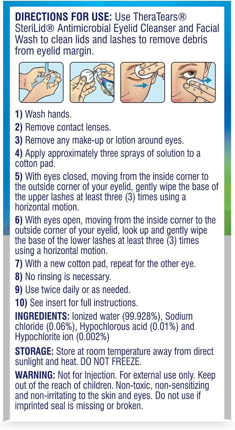TheraTears SteriLid Antimicrobial Eyelid Cleanser and Face Wash, 2 Fl Oz