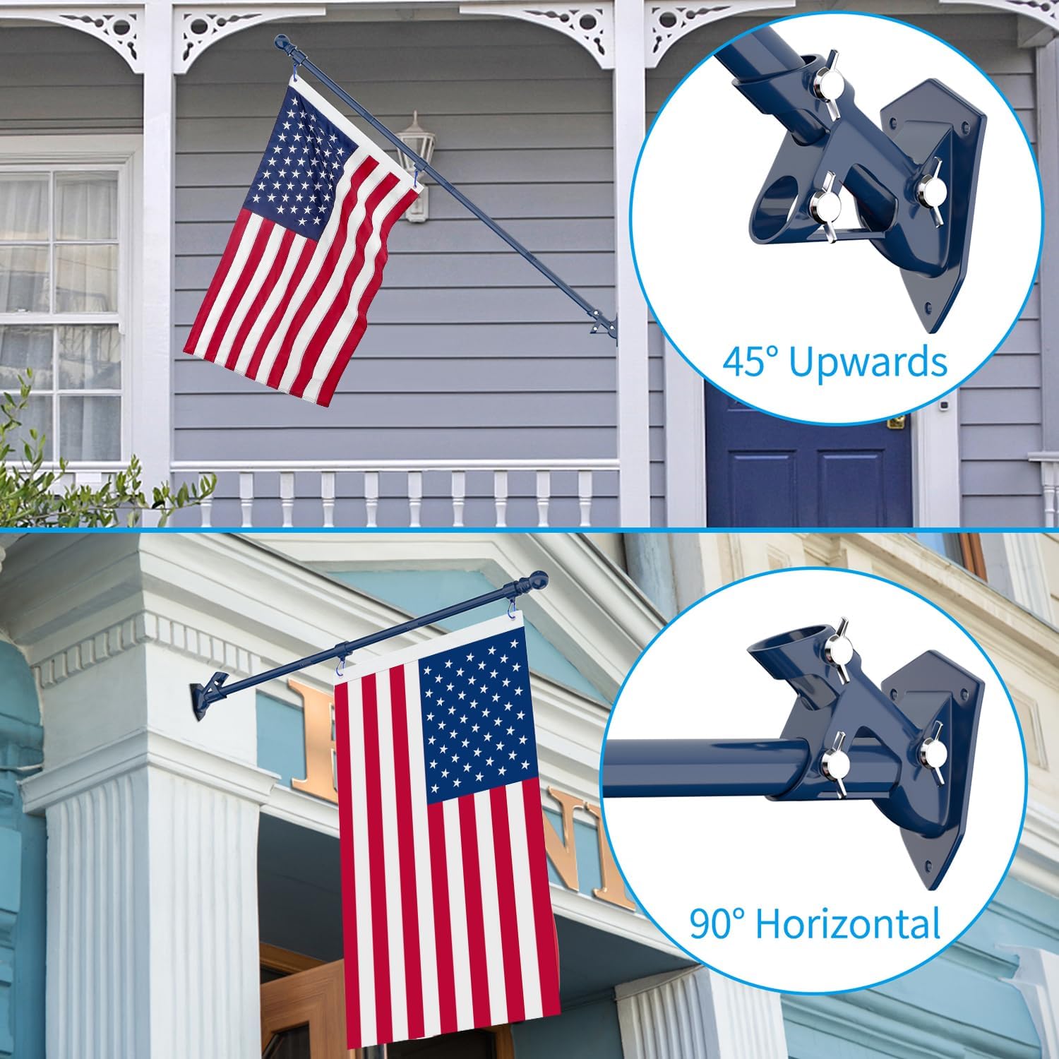 ZMTECH Flag Pole - Upgraded Bracket, 6 FT Stainless Steel Flag Poles for Outside House, Residential or Commerical
