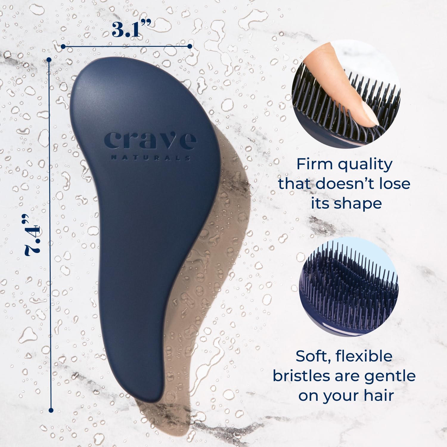 Crave Naturals Glide Thru Hair Brush - Detangler Brush for Curly, Straight, Wet or Dry Hair - Gentle Detangling Brushes for Adults, Kids, Toddlers - Hair Accessories for Women, 7.5x3" - Pink
