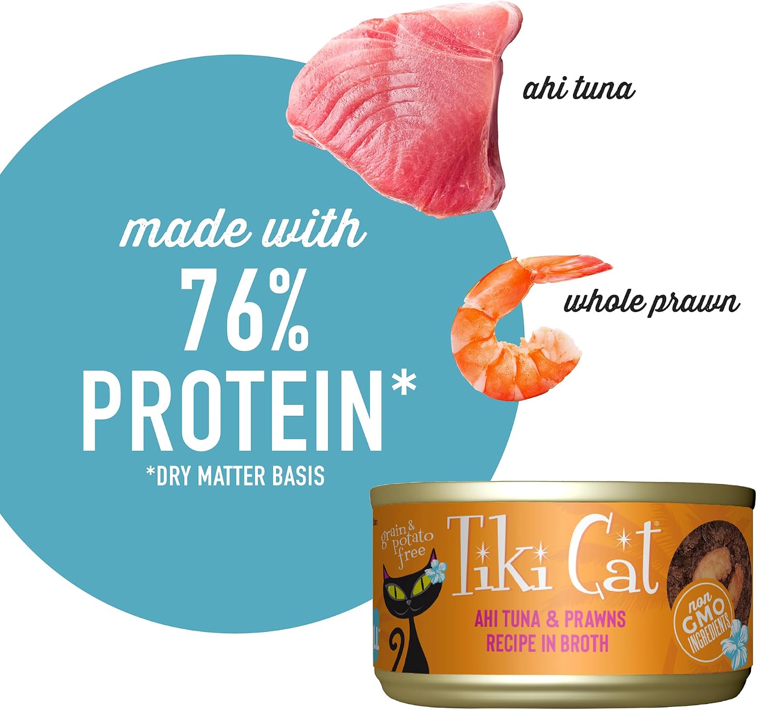 Tiki Cat Grill Wet Cat Food, Ahi Tuna & Prawns, 2.8 oz. Cans (12 Count)