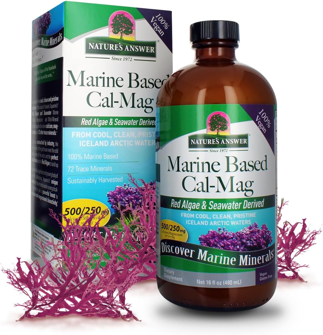 Nature's Answer Marine Based Magnesium, Super Concentrated 500mg | Plant Based | Red Algae & Seawater Derived | Alcohol-Free & Gluten-Free | Vegetarian Capsules 90ct