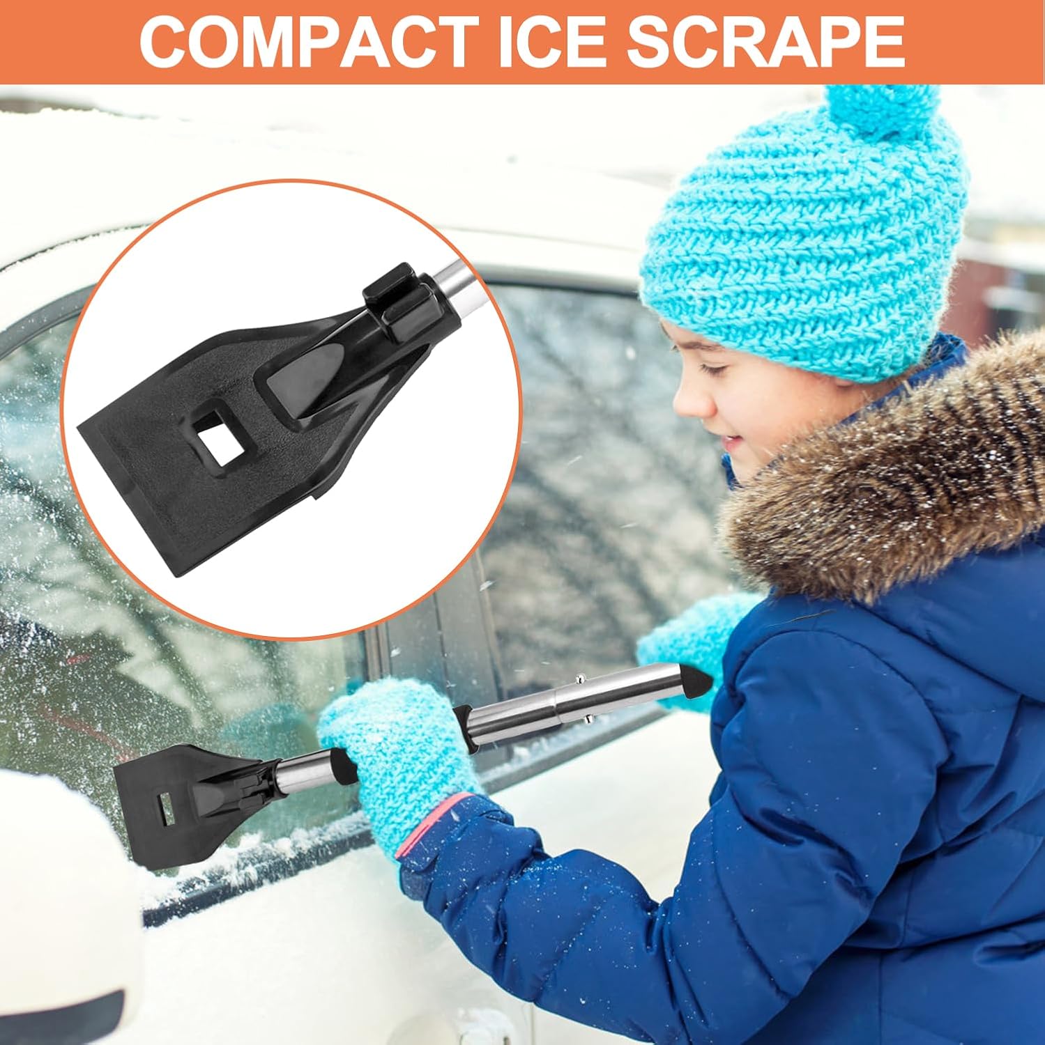 3-in-1 Portable Snow Shovel Kit with Ice Scraper and Snow Brush | Emergency Collapsible Design Snow Remover Set for Garden, Camping, Car