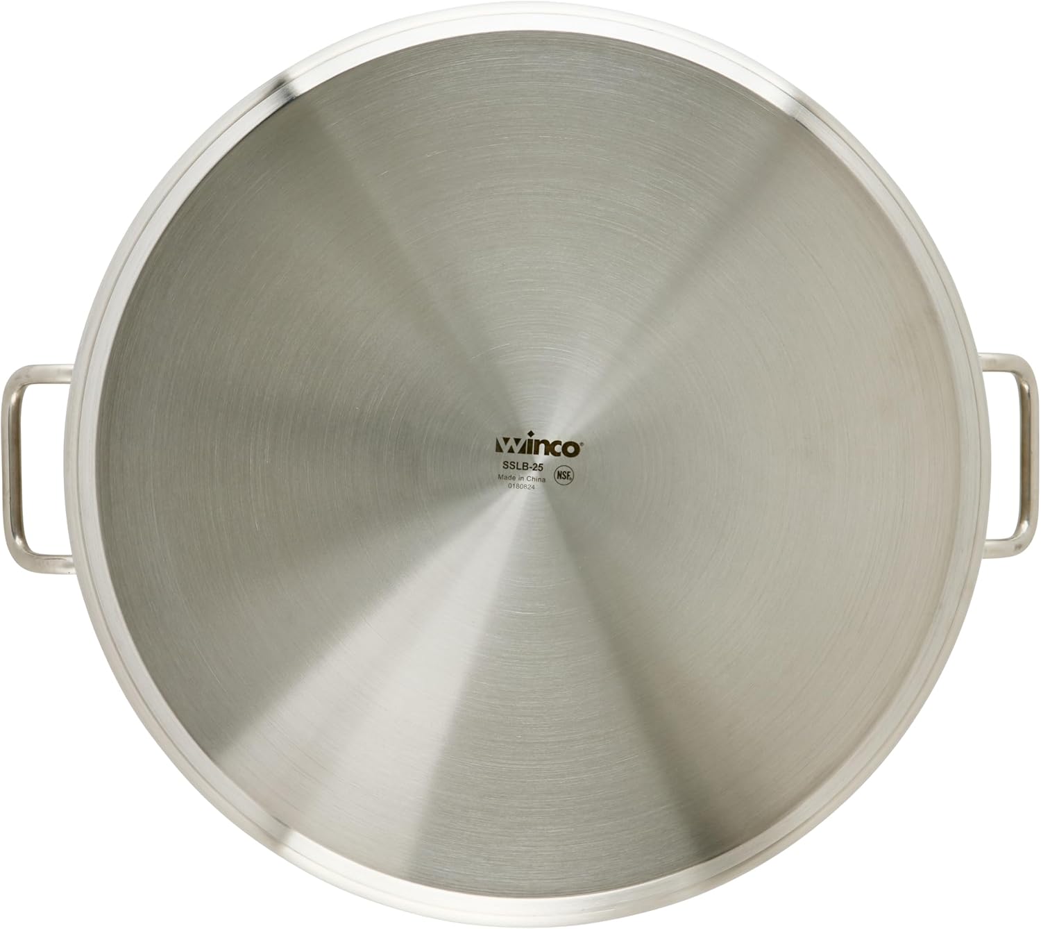 Winco 15 qt Stainless Steel Brazier Pan with Lid | Flat bottom, Wide base, Riveted handles, Induction safe, Great for Braising, Simmering, Batch Cooking and Restaurant Kitchens