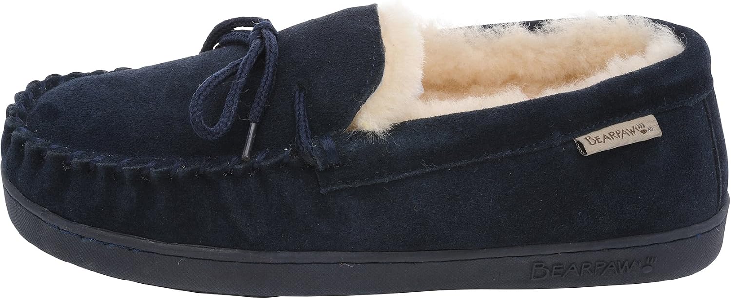 BEARPAW Moc II 2 - Men's Sheepskin Slipper - 1295M | Comfortable & Lightweight Men's Shoe, Medium Fit, Multiple Colors