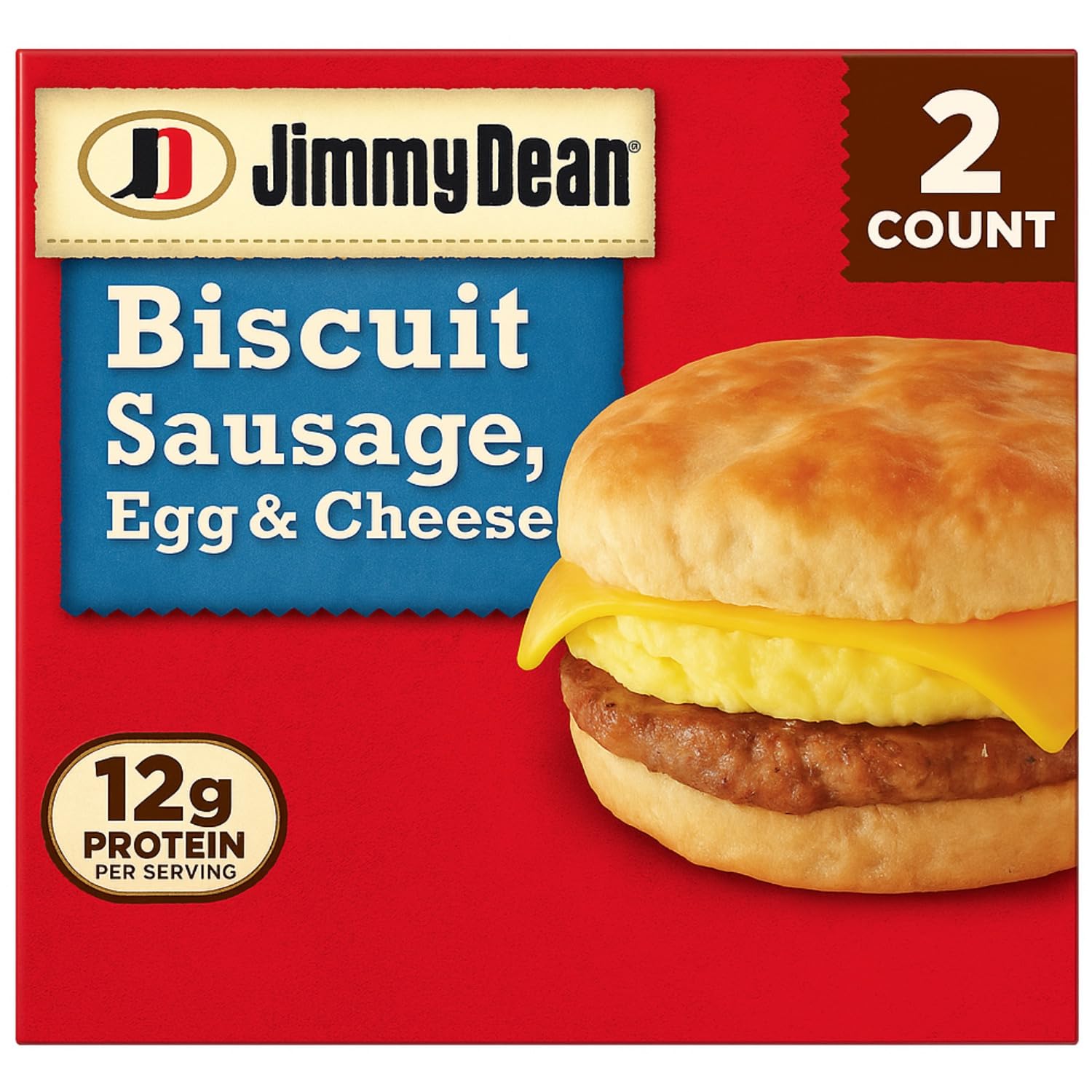 JIMMY DEAN BREAKFAST SANDWICH SAUSAGE, EGG & CHEESE BISCUIT 9 OZ PACK OF 3