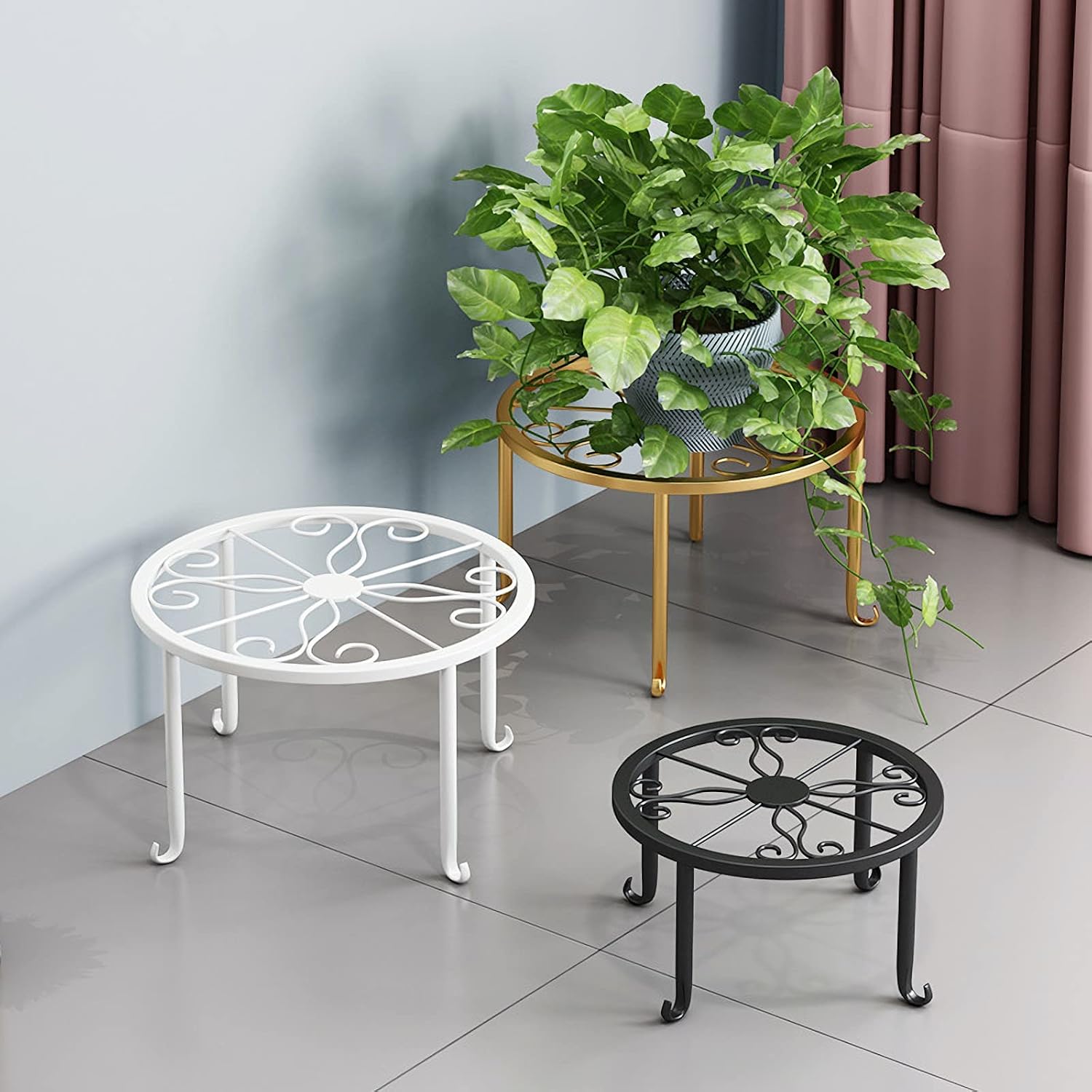 Tosnail 4 Pack Metal Plant Stand, Planter Support Rack, Plant Pot Stands, Planter Holder Heavy Duty, Rust Proof Iron Potted Plant Flower Pot Stand for Indoor Outdoor Garden Patio, Black, 9 Inch