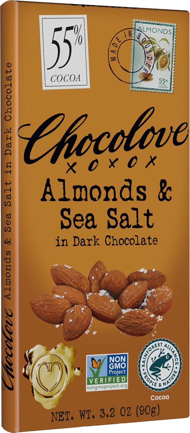 Chocolove Almonds and Sea Salt in Dark Chocolate, 3.2 oz