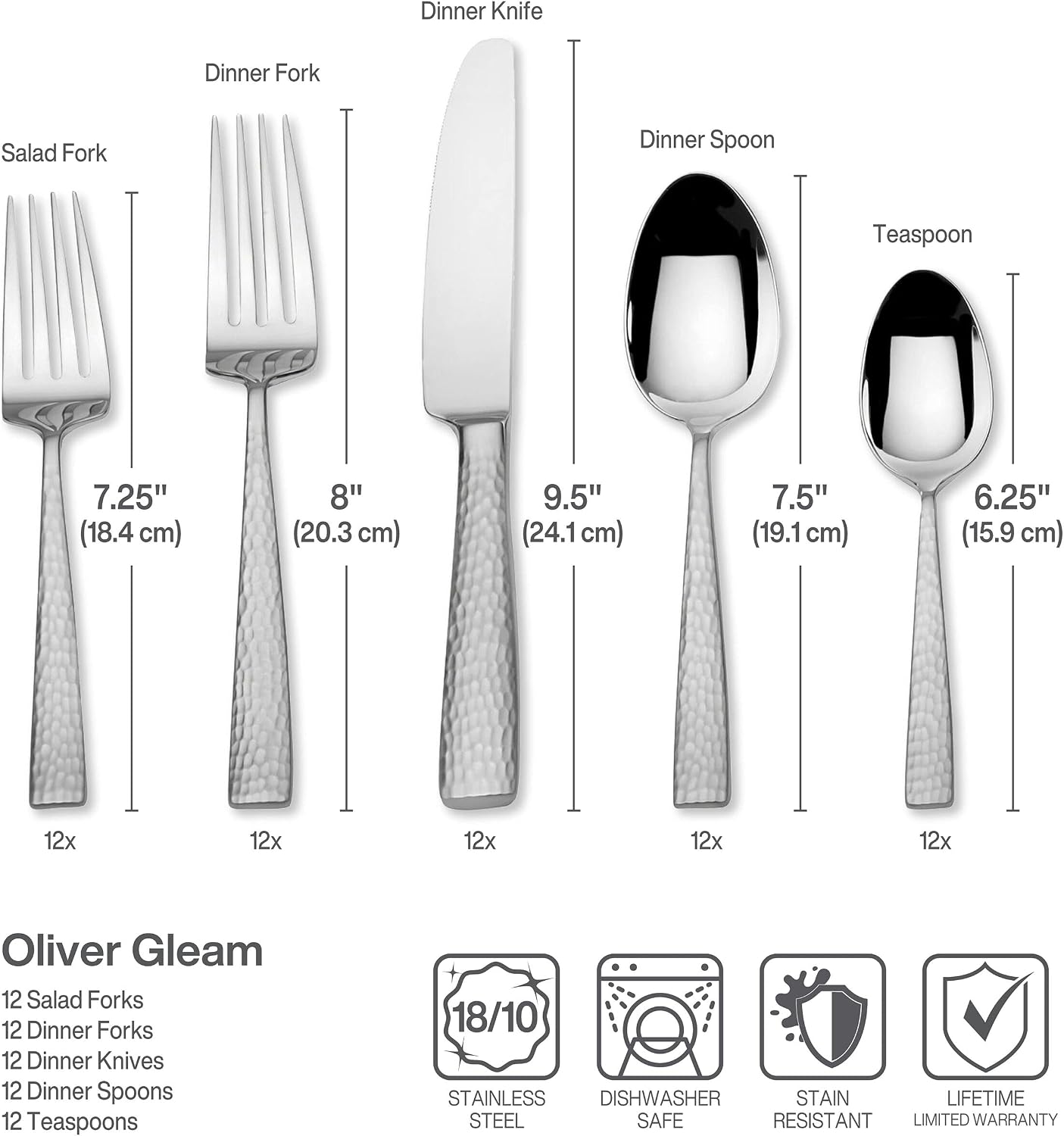 Mikasa, Virtuoso Frost Flatware Service for 12, 65 Piece Set, 18/10 Stainless Steel, Silverware Set with Serving Utensils