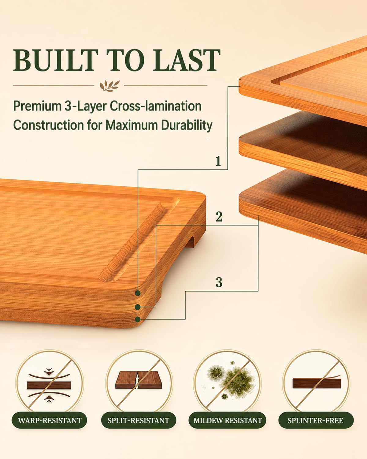 Cutting Boards for Kitchen, Wooden Chopping Board for Meat, Vegetables and Fruit, 18" x 12" XL Deep Carbonized Bamboo Board for Meal Prep, Serving, Daily Cooking and Kitchen Counter