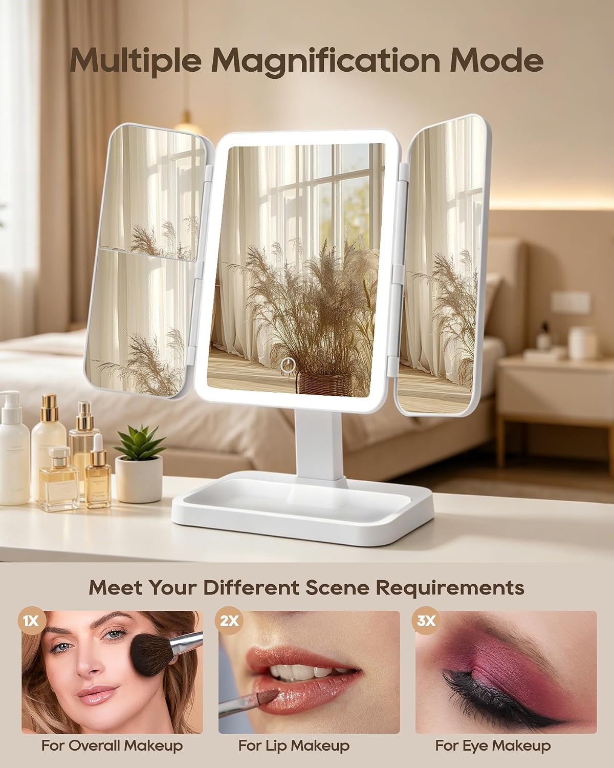 BWLLNI Lighted Makeup Mirror, White Vanity Mirror with Lights,9 LED Bulbs