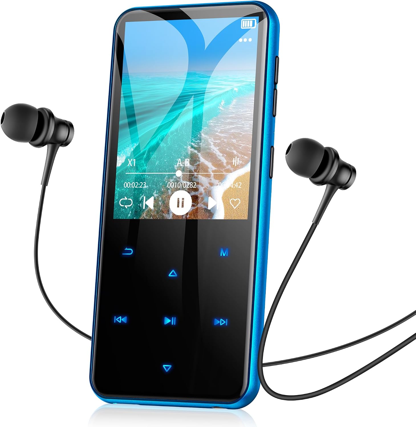 AGPTEK 64GB MP3 Player with Bluetooth, M3 2.4'' Player with Speaker | with FM Radio, Touch Buttons, Supports Up to 128GB(Purple)