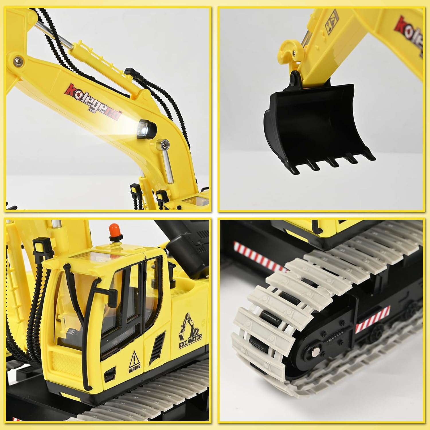 kolegend 1:18 Scale RC Excavator Toy with Metal Shovel, 11 Channels Remote Control Construction Truck