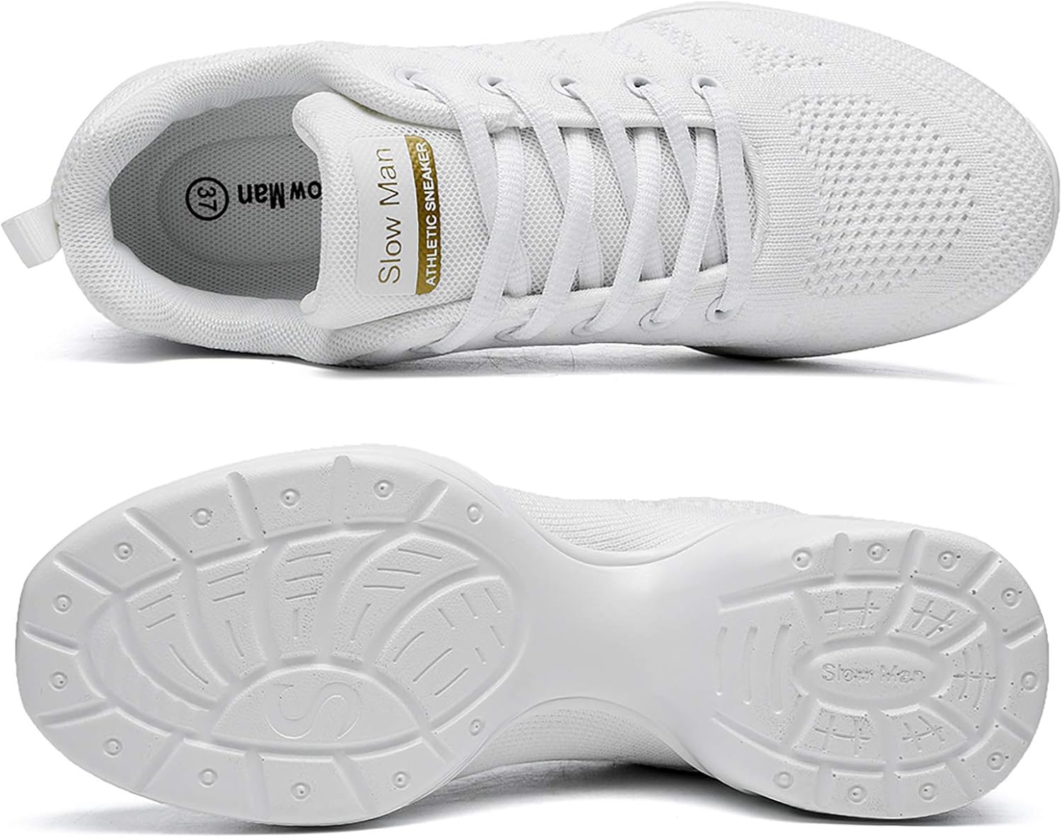 Slow Man Women's Jazz Shoes Lace-up Sneakers - Breathable Air Cushion Lady Split Sole Athletic Walking Dance Shoes Platform