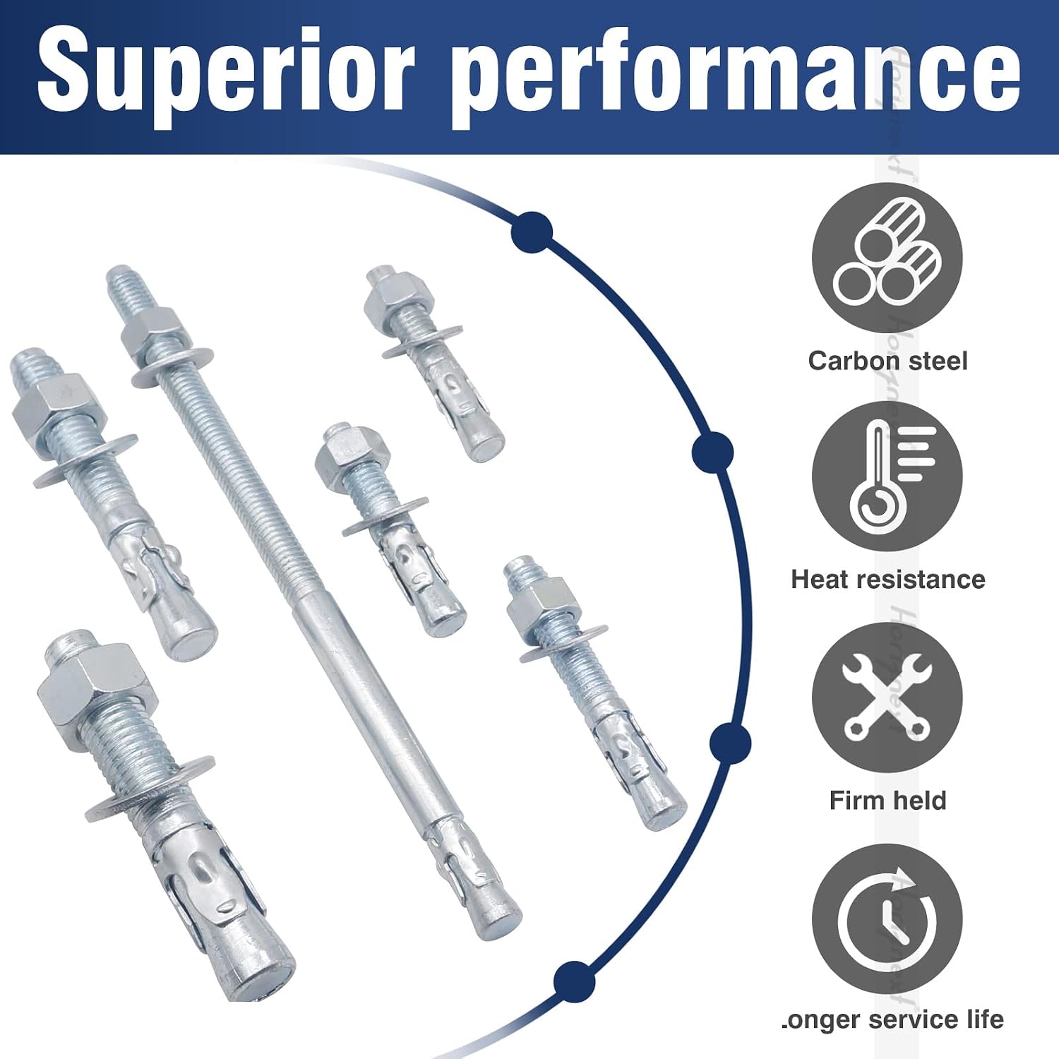 3/8 Concrete Anchors, Concrete Wall Anchors, Metal Wedge Bolts