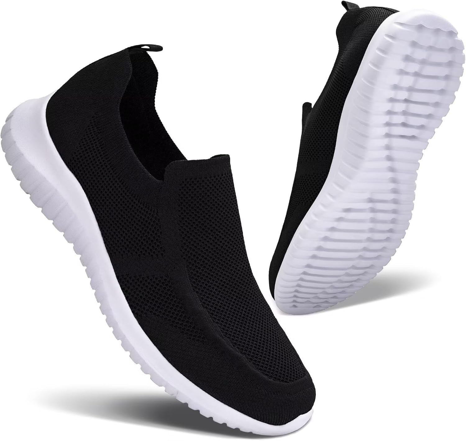 konhill Mens Slip-On Knit Walking Sneakers