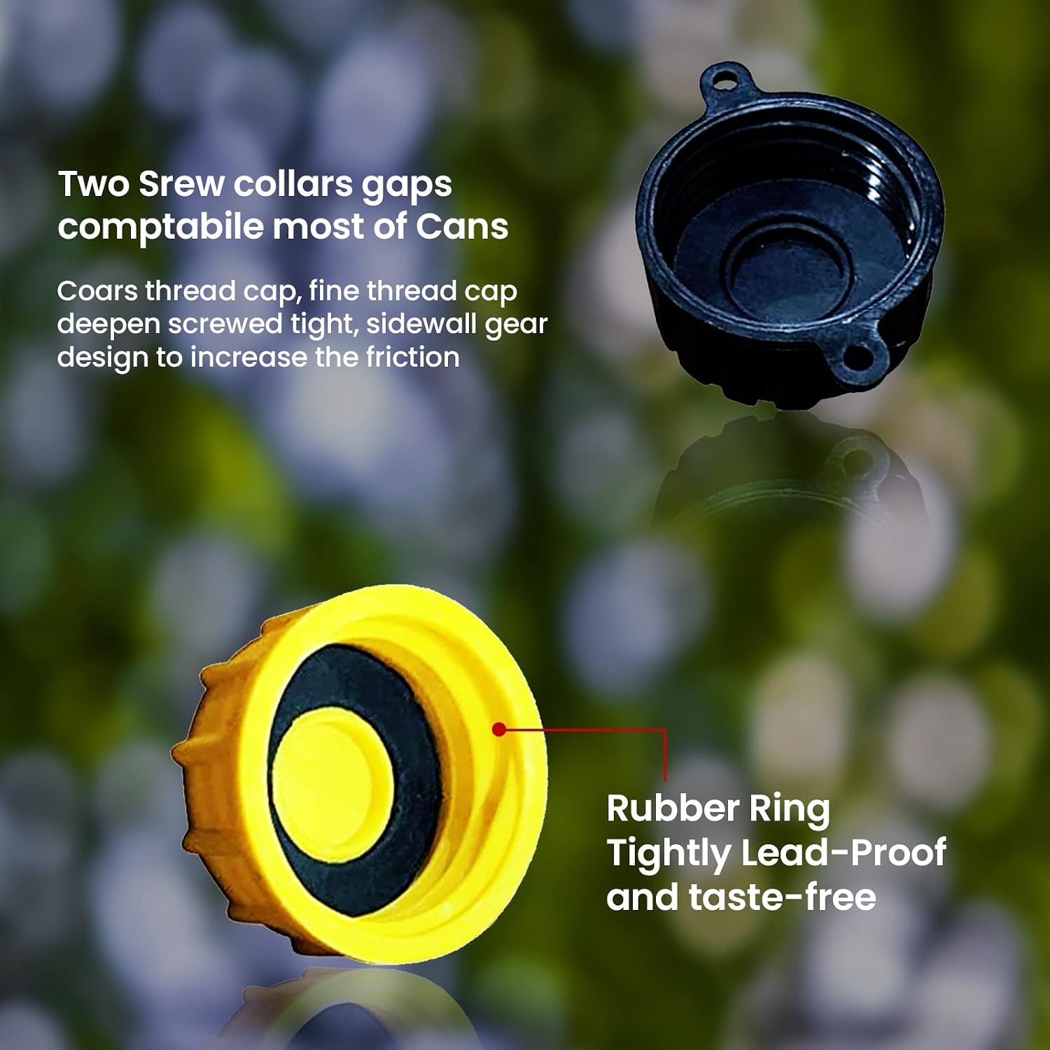 KP KOOL PRODUCTS Gas Can Cap Replacement - Solid Base (1-Coarse and 1-Fine Thread) - Fits Most 1/2/3/5 Gallon Gas Cans - 1-3/4" Cap
