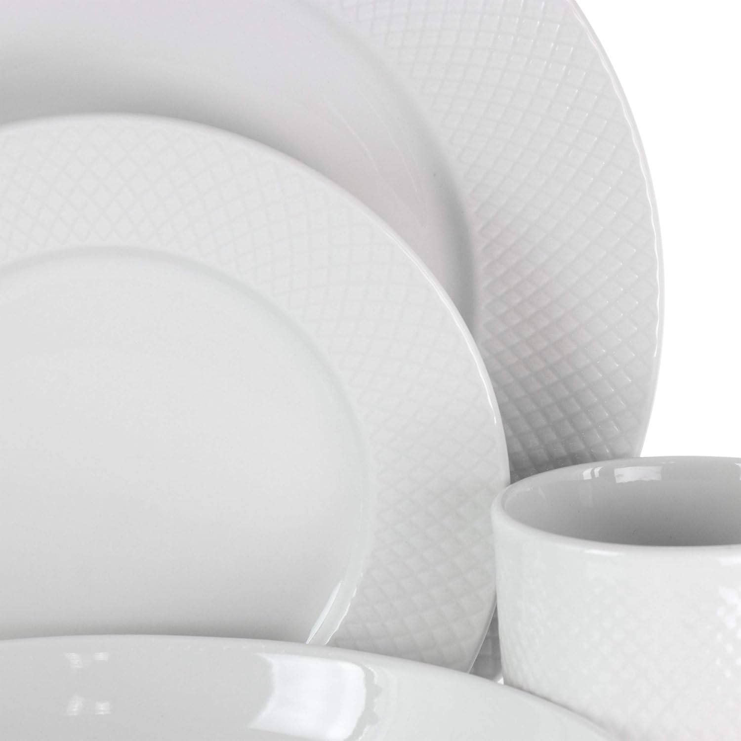 Elama White Porcelain Dish Dinnerware Set, 18 Piece, Newman
