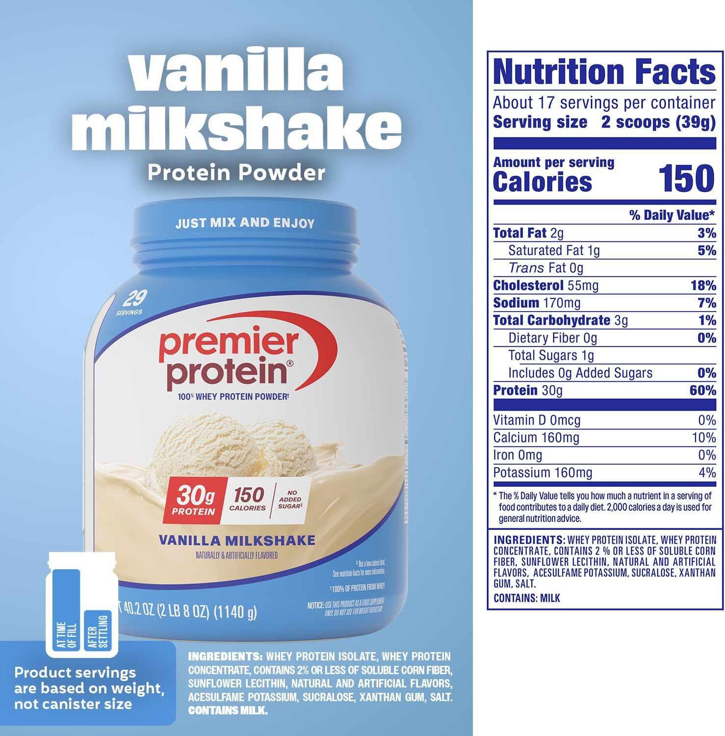 Premier Protein 30g High Protein Powder, 100% Whey, Chocolate, 17 Servings | No Added Sugar, Supports Muscle Health, Soy & Gluten-Free, 1.44 lb
