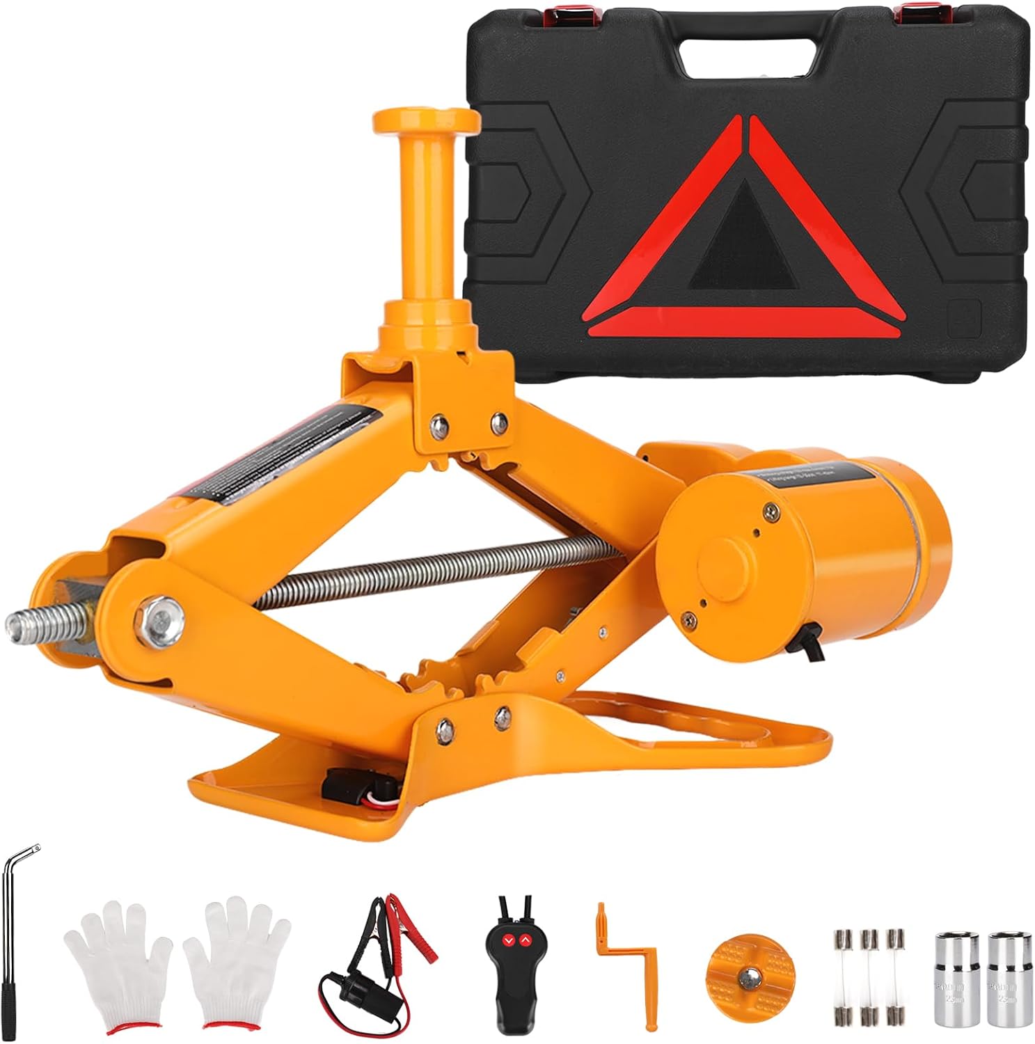 Electric Scissor Car Jack Kit 2 Ton Portable Auto Car Lift Floor Jack | 12V Scissor Jack for Sutire Repair 14.6 Inch Range for SUV Sedan Floor Jack for Tire Change Roadside Emergency