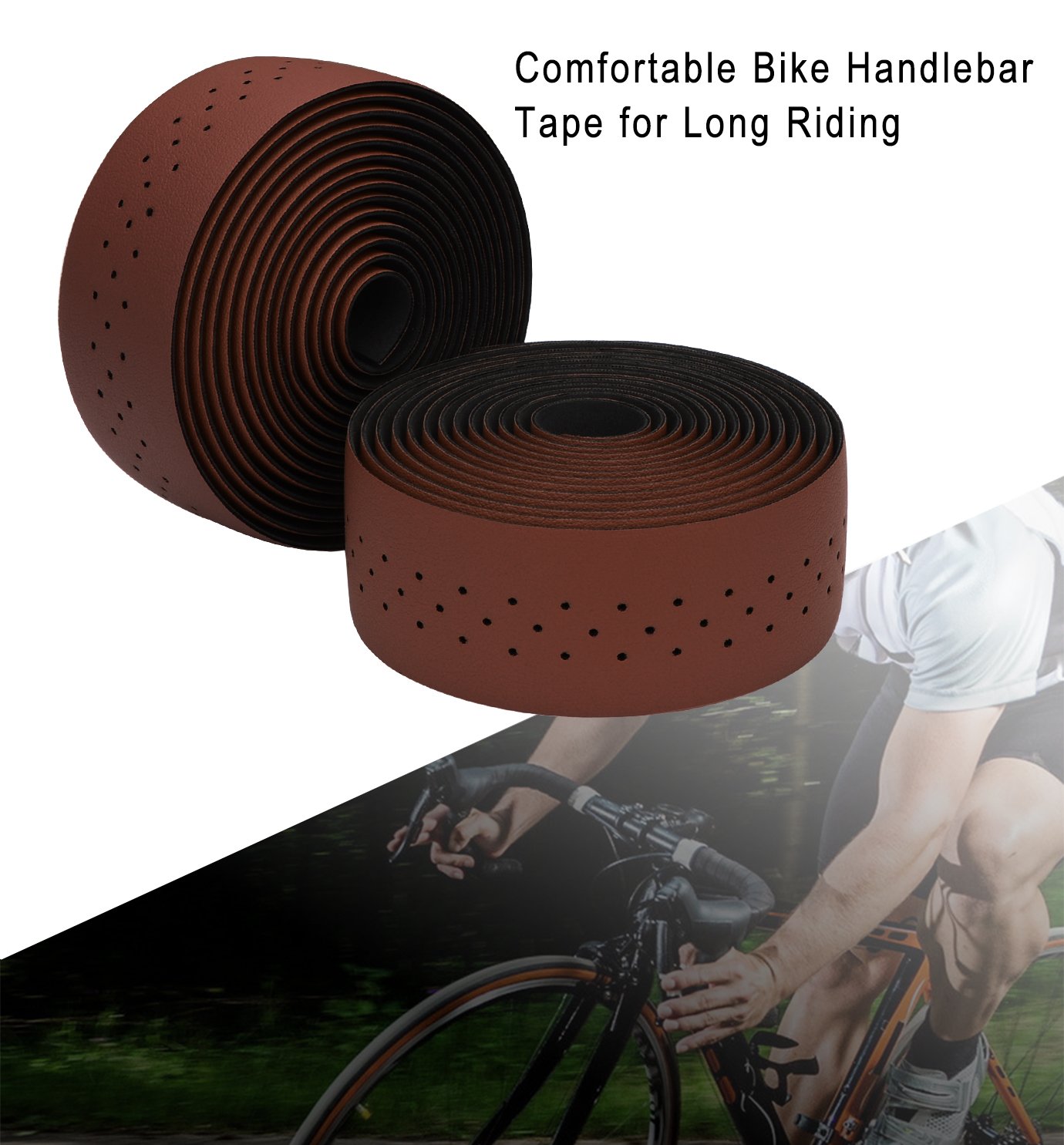 TOPCABIN® Camouflage Series Comfort Gel Road Bike Handlebar Tape Bike Bar Tape with Reflective Bar Plugs (Dark Brown(PU a Pair))