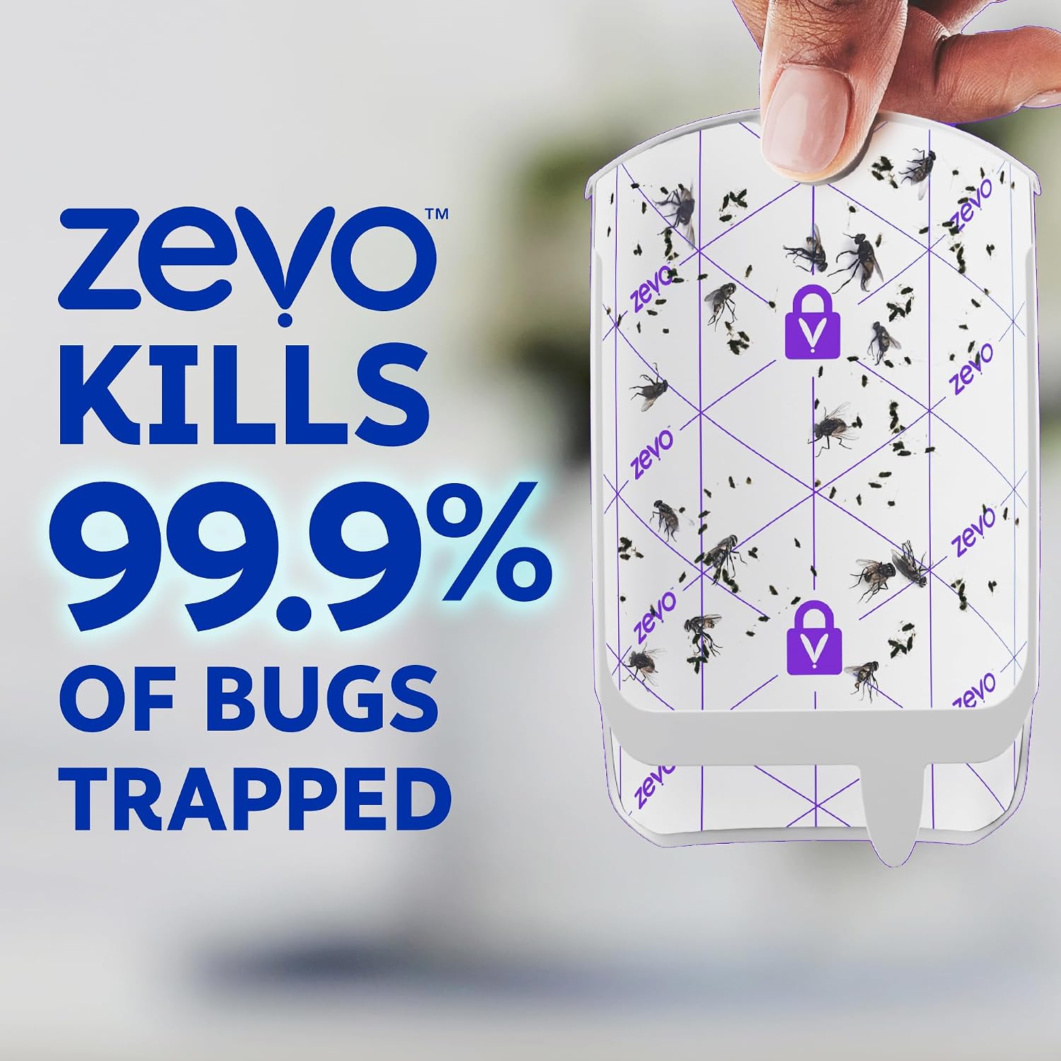 Zevo Flying Insect Trap for Fruit Flies & Gnats, 1 Base & 1 Refills | Fly Trap Catches House Flies, Gnats & Fruit Flies 24/7, Spray-Free, Odor-Free, Blue & UV Light, Safe for Kids & Pets*