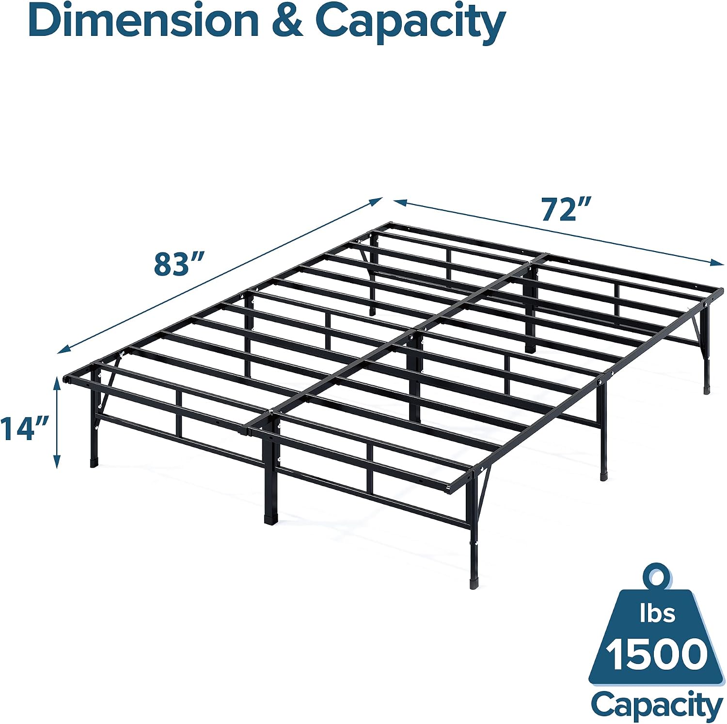 ZINUS SmartBase Compack Mattress Foundation, 14 Inch Metal Bed Frame, No Box Spring Needed, Sturdy Steel Slat Support, Full