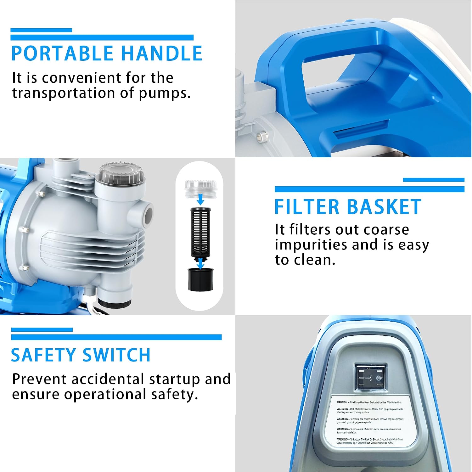 FOTING 1.6HP Shallow Well Pump with Pressure Tank, 1700GPH Automatic Irrigation Water Booster Jet Pump