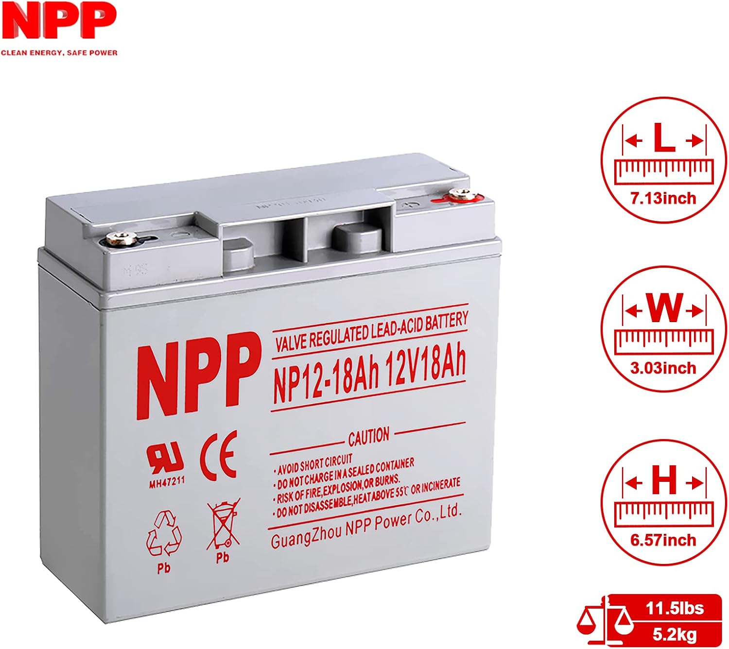 NPP NP12-18Ah 12V 18Ah (T12), 12Volt Rechargeable SLA Battery for UPS Electric Scooter, Replaces Pride Mobility Go-Go Elite Battery,UB12180 FM12180 6fm18