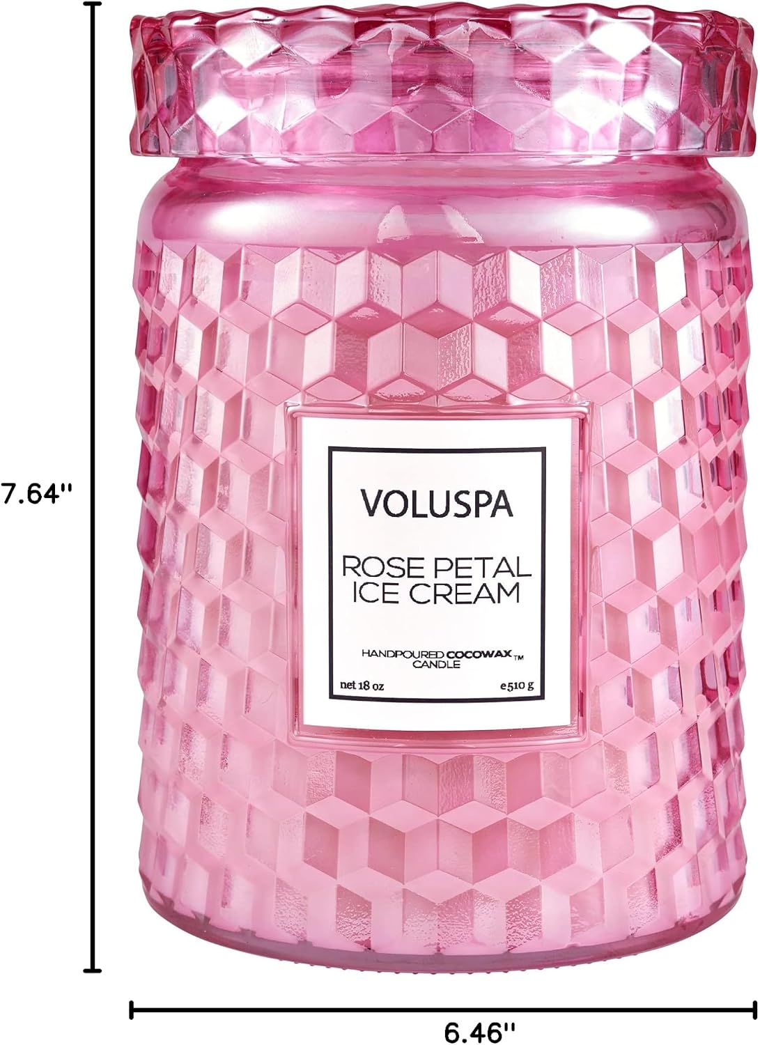Voluspa Milk Rose, Large Candle Jar, 18 Ounce, 100 Hour Burn Time, Coconut Wax for Clean Burning, Handcrafted in the USA