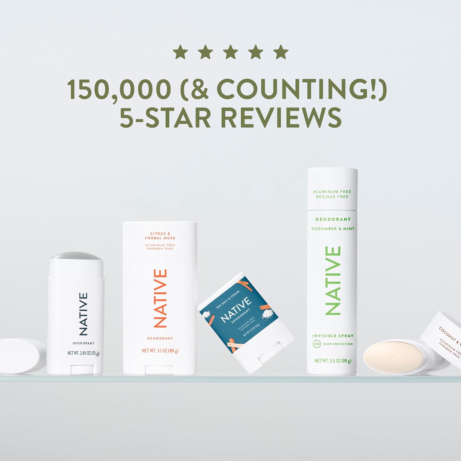 Native Deodorant Contains Naturally Derived Ingredients, 72 Hour Odor Control, Deodorant for Women and Men, Aluminum Free, Eucalyptus & Mint 2.65oz
