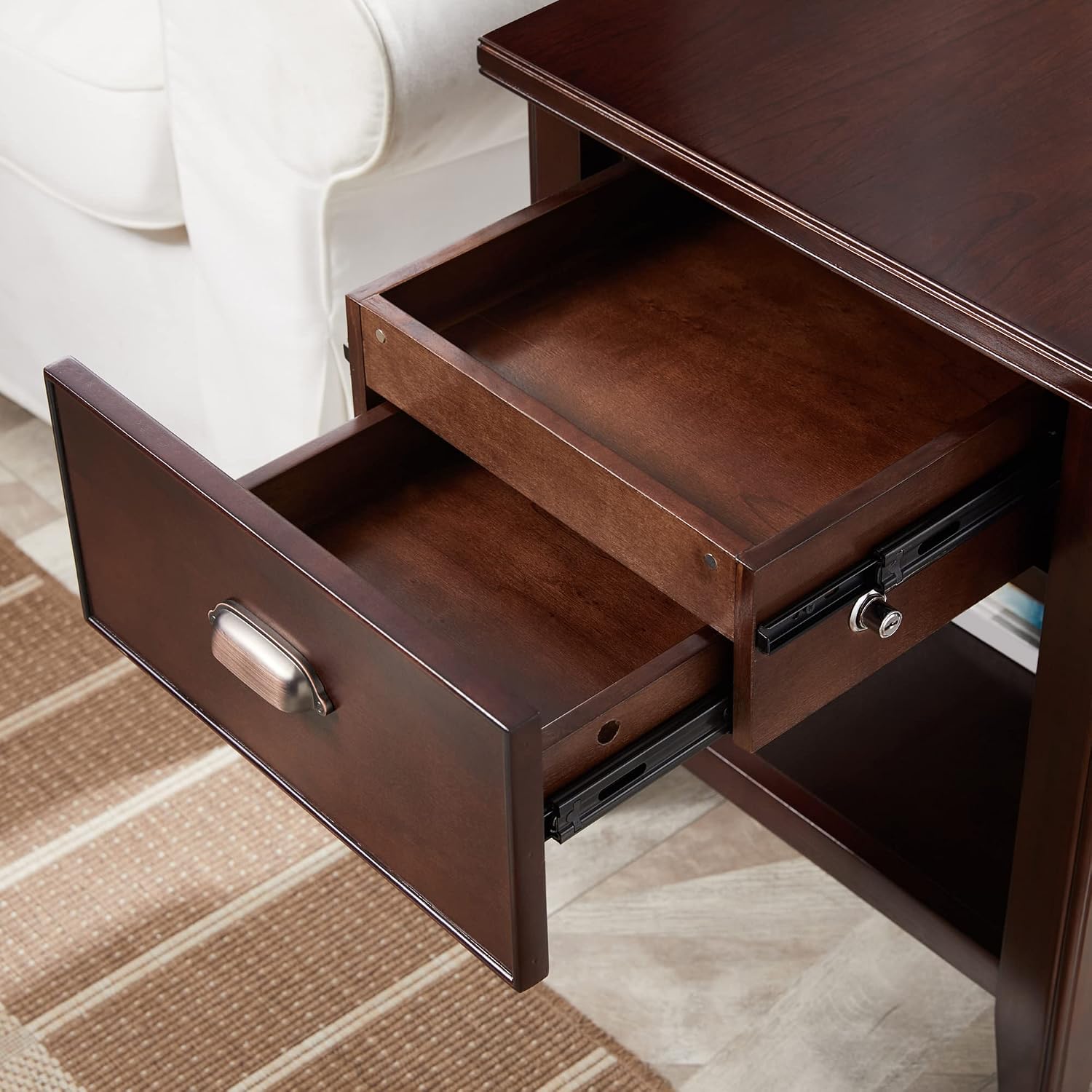 Leick Home Shield Wedge End Table, 21", Glazed Auburn