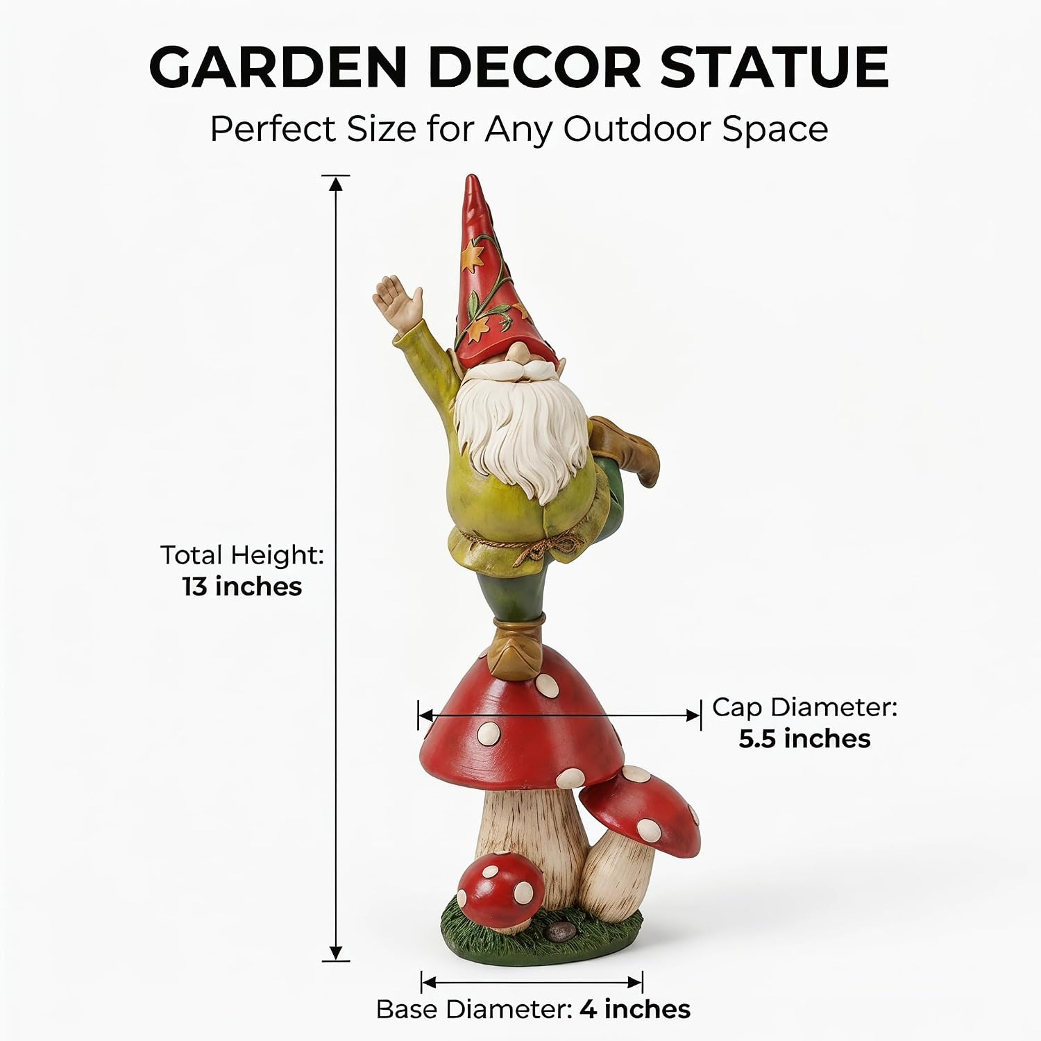 Topadorn 13" Yoga Garden Gnome on Mushroom