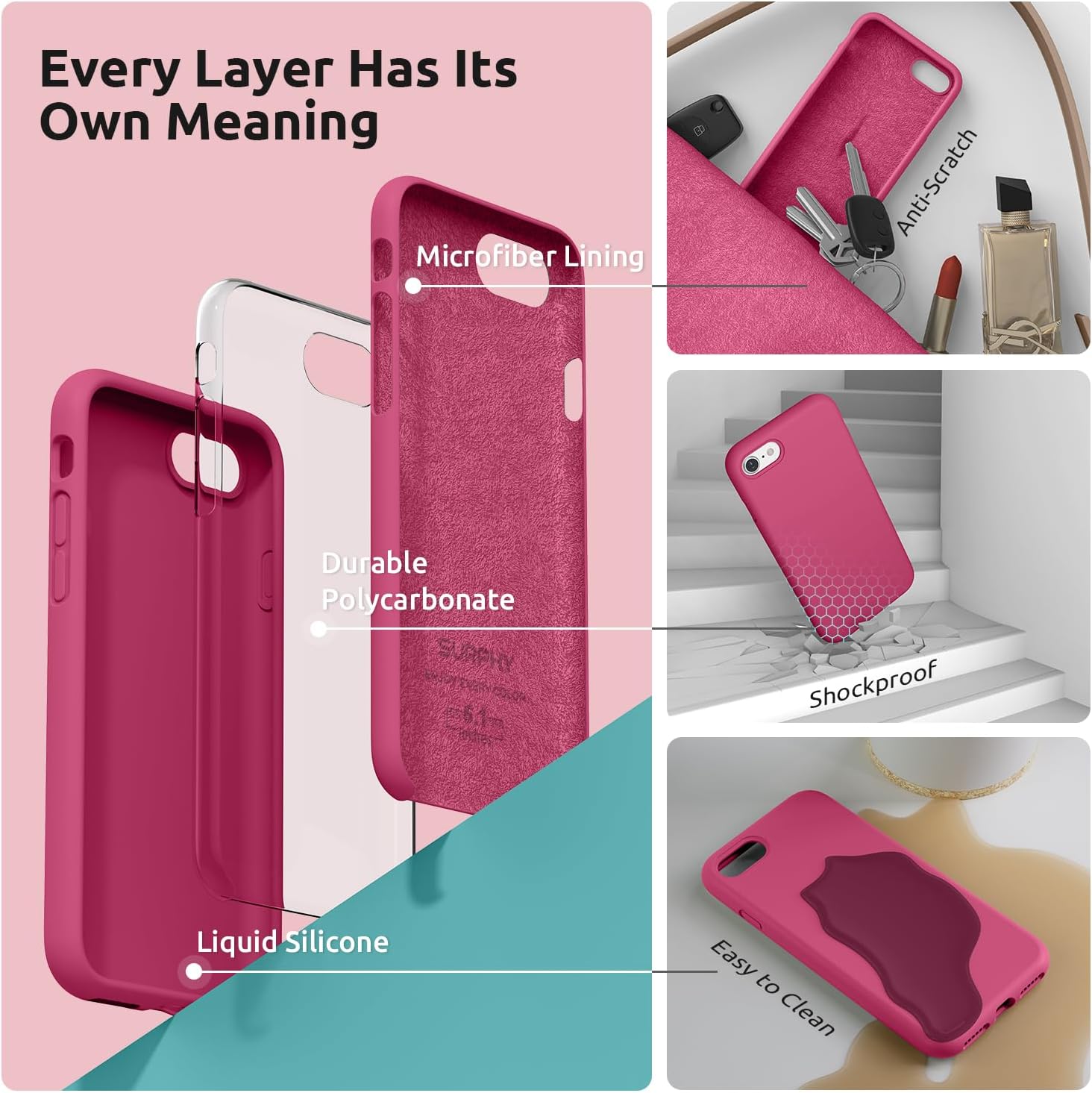 SURPHY Designed for iPhone SE Case, iPhone 8 Case, iPhone 7 Case, Liquid Silicone Phone Case for iPhone se 3rd 2nd SE 2022 SE 2020, Blue