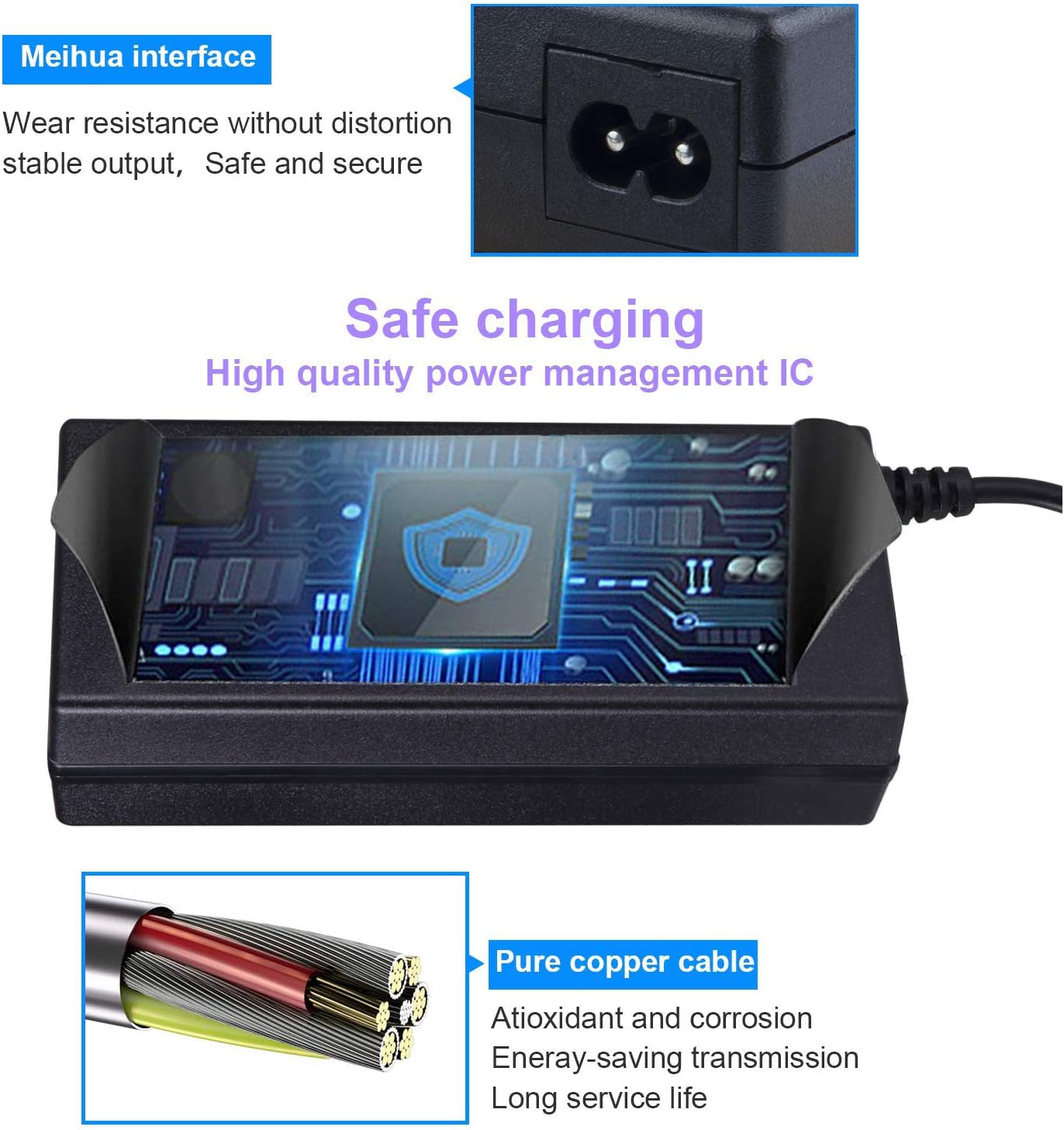42V 2A RCA Connector for Ninebot Electric Scooter Charger