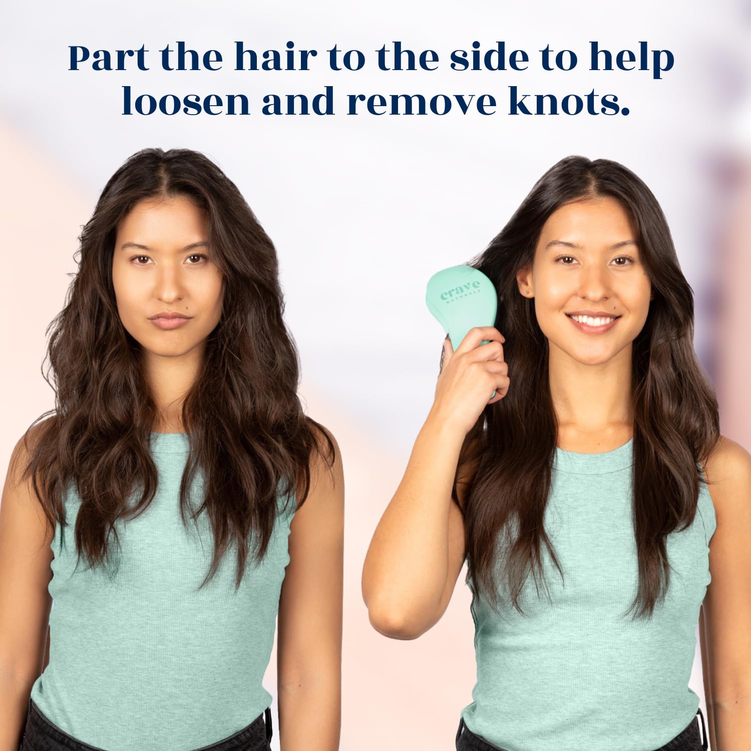 Crave Naturals Glide Thru Hair Brush - Detangler Brush for Curly, Straight, Wet or Dry Hair - Gentle Detangling Brushes for Adults, Kids, Toddlers - Hair Accessories for Women, 7.5x3" - Pink