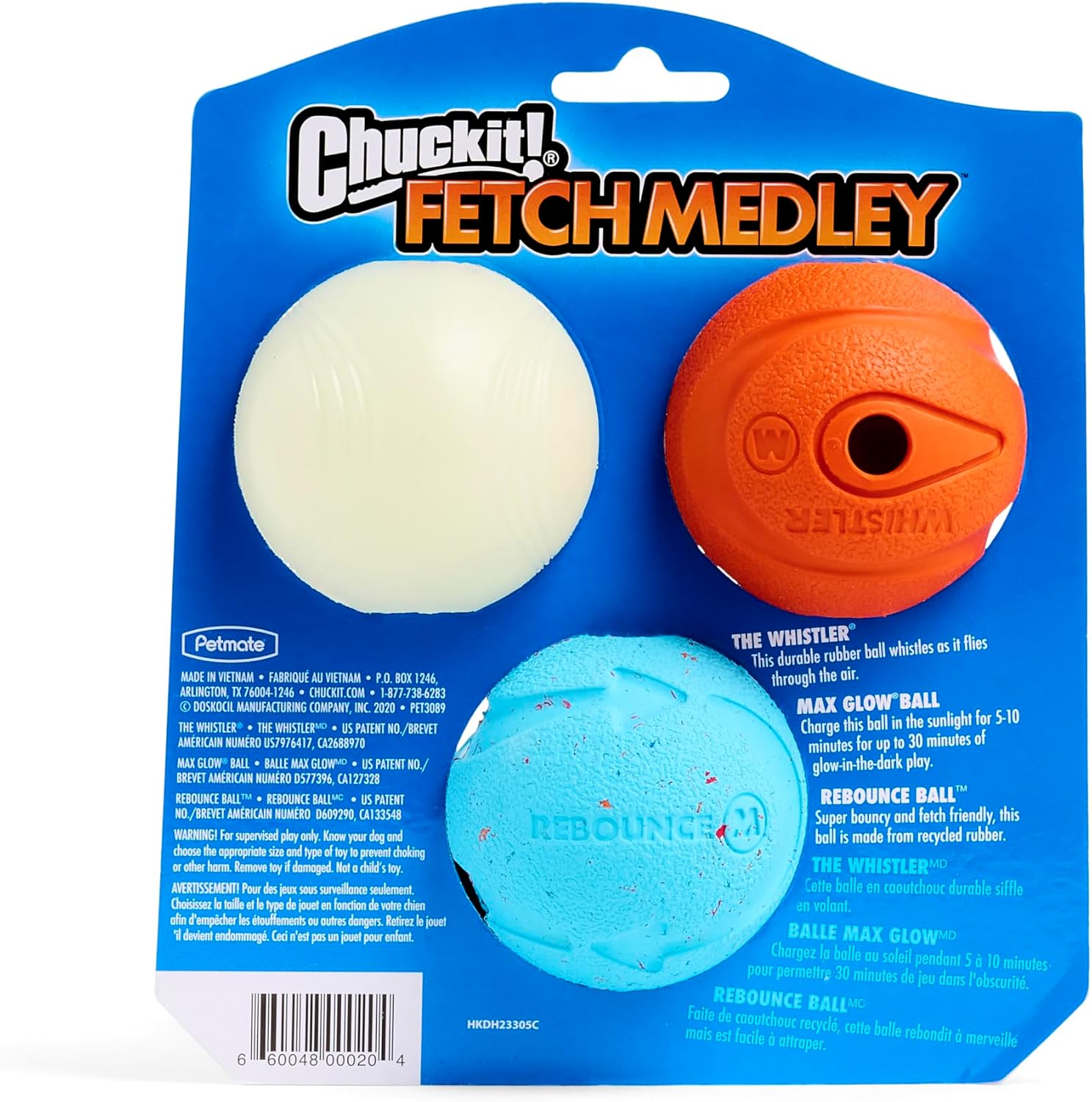 Chuckit! Fetch Pack Dog Balls - Interactive Dog Toys, High-Bounce Fetch Ball, Floating Ultra and Rugged Balls, Durable - Size Small, 2-inch Diameter, Set of 3