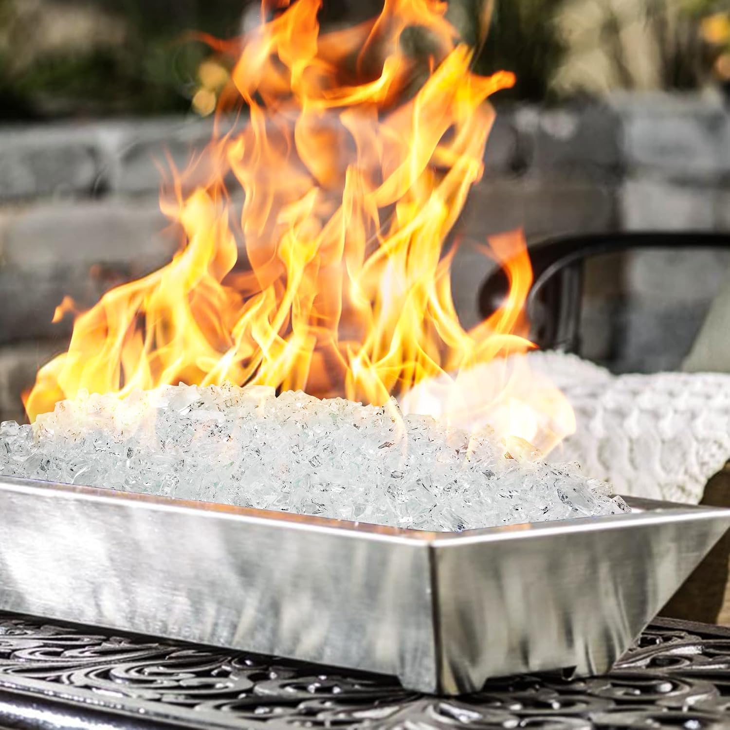 Onlyfire 10 lbs Fire Glass Rocks for Gas Propane Fire Pit and Fireplace